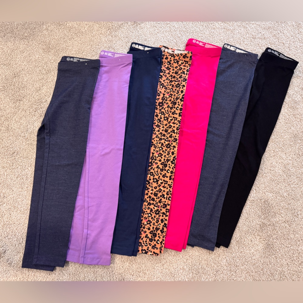 Girls Leggings Lot 6/6x- Black, Pink, Purple, Leopard Print